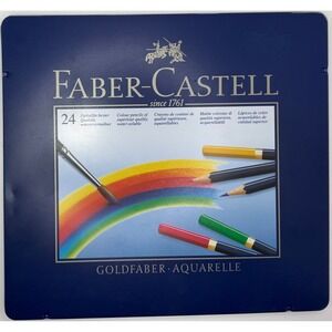 NEW Faber Castell Goldfaber Aquarel Water Soluble Colored Pencils 24 Count Tin